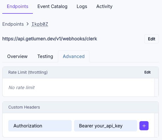 Clerk webhook header